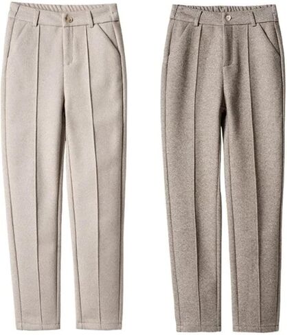 Women Wool Thick Pants Fall Winter High Waist Fleece Pant Slim Fit Warm Casual Pencil Trousers in Saudi Arabia