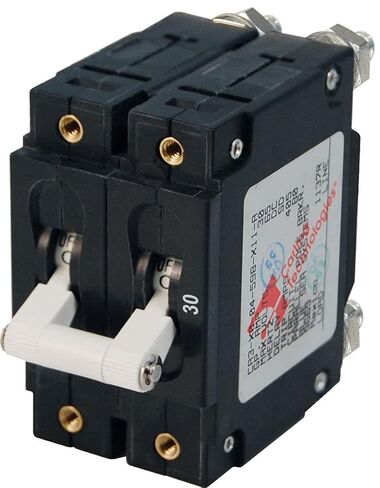 AMRB -7365 Blue Sea C -Series White Toggle Circuit Breaker - Double Pole - 30 Amp in Kuwait