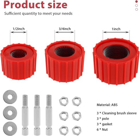 منظف ​​أنابيب النحاس ، 1/2 "و 3/4" و 1 "فرشاة تنظيف الأنبوب ، 1/4 بوصة أداة سداسي سدقية سد عرقلة لأداة تنظيف الأنابيب النحاسية للتدريب والسباكين المهنيين والأغراض الصناعية in Kuwait