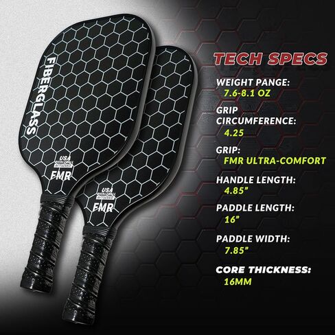مجموعة Pickleball Paddles من 2 مع 4 كرات - سطح الألياف الزجاجية المعتمدة من USAPA ، والسيارة خفيفة الوزن ، غير قابلة للانزلاق - مجداف متميز لجميع مستويات المهارات الداخلية والخارجية in Saudi Arabia