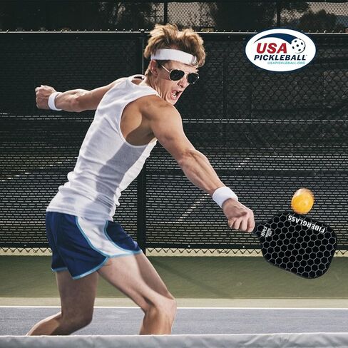 مجموعة Pickleball Paddles من 2 مع 4 كرات - سطح الألياف الزجاجية المعتمدة من USAPA ، والسيارة خفيفة الوزن ، غير قابلة للانزلاق - مجداف متميز لجميع مستويات المهارات الداخلية والخارجية in Saudi Arabia