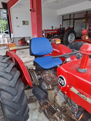 Heavy Duty Tractor Seat Cover Durable Impertex Quilting for Tractors & Forklifts, Lawn Mower (Black Leather-Red Stitched) in Saudi Arabia