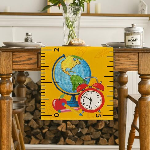 Artoid Mode Globe Clock Clock To School Table Runner ، اليوم الأول من طاولة الطعام في الفصل الدراسي. in Saudi Arabia