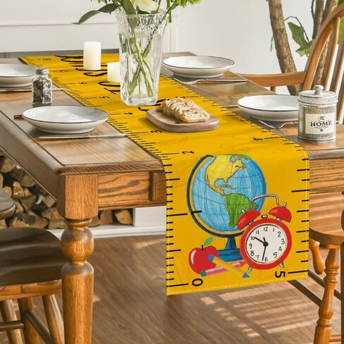 Artoid Mode Globe Clock Clock To School Table Runner ، اليوم الأول من طاولة الطعام في الفصل الدراسي. in Saudi Arabia