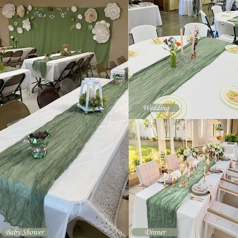 6 حزمة Sage Green Gauze Gauze Cheesecloth Table Runners 10ft (35x120 Inch) - Decor Boho Decor in Kuwait