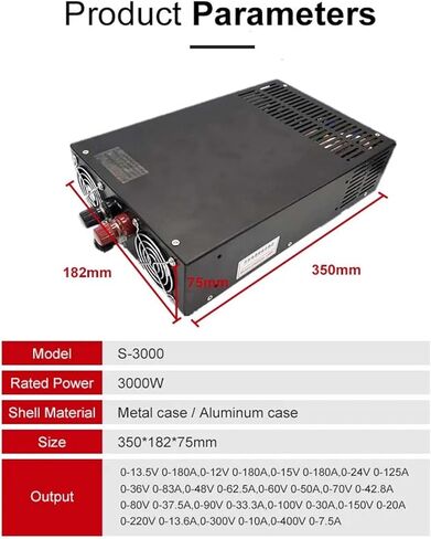 3000W Switching Power Supply مع عرض أو عرض غير معروف 12V 24V 36V 48V 60V 72V 80V 90V 110V 150V 220V تيار الجهد القابل للتعديل (200-240VAC-0-60V50A) in Kuwait