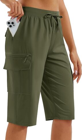 MAGCOMSEN Women's 13" Long Hiking Shorts UPF50+ Lightweight Quick Dry Knee Length Bermuda Cargo Shorts with 6 Pockets in Saudi Arabia