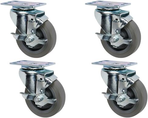 4" Thermoplastic Rubber Top Lock Brake Caster (Gray) (4) in Kuwait