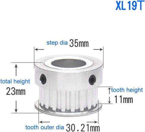 XL-19T 18mm Bore 11mm Tooth Width 1/5" Pitch Timing Belt Drive Pulley with Big Step Synchronous Wheel (big step, bore: 18mm) in Kuwait