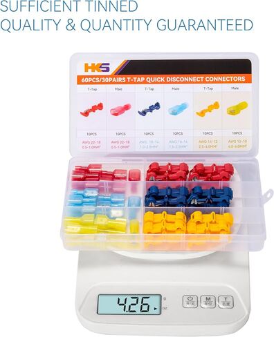 HKS 60pcs/30 أزواج 22-12 موصل سلك AWG T-TAP-قطع لصق سريع-أطراف التغريد الذاتي الكهربائية طقم تجعيد السيارات معزول in Saudi Arabia