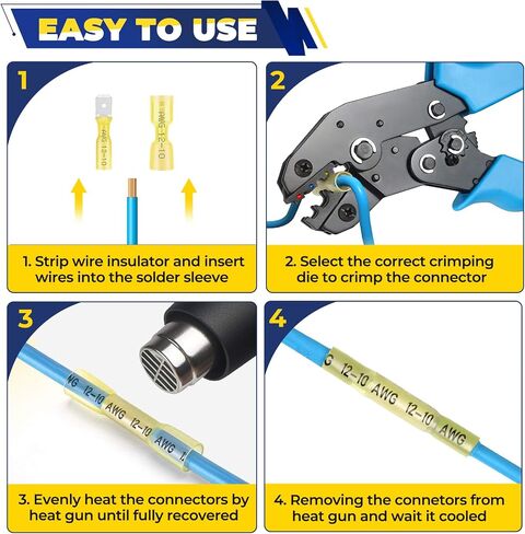 FORCA 740PCS Heat Shrink Wire Connectors Kit, AWG 16-14 Marine Grade Waterproof Crimp, Electrical Solder Seal, Ring Fork Spade Bullet Solder Butt Connectors Blue(13 Types) in Saudi Arabia