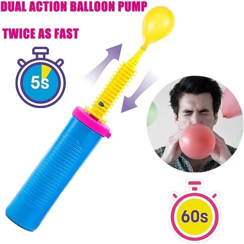Blue Portable Hand Pump for Balloons,Balloon Pump Hand Held Two-Way Dual Action -Balloon Inflator Pump -Air Pump for Balloons Decorations Birthday Party Supplies,Inflation Devices and Accessories in Saudi Arabia