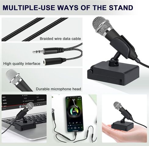 USB C Mini Microphone Karaoke, Portable ASMR Microphone for Android Phone/iPhone 15/Laptop/Mac, Wired Mic for Voice Recording, Singing, Interviews, Vlogs, YouTube, TIK Tok (Black) in Kuwait
