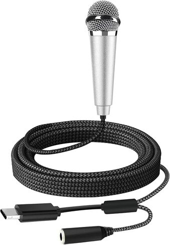 USB C Mini Microphone Karaoke, Portable ASMR Microphone for Android Phone/iPhone 15/Laptop/Mac, Wired Mic for Voice Recording, Singing, Interviews, Vlogs, YouTube, TIK Tok (Black) in Kuwait