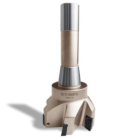 R8 Shank End Mill 2-1/2 "القطر 90 درجة عالية من طحن الطحن مع 6 APKT1604 إدراج كربيد (6-1/8" الطول الكلي) in Kuwait