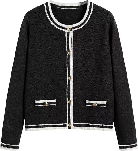 ZAFUL Womens Cardigan Sweaters Knit Tweed Cardigan Long Sleeve Open Front Button Down Jackets Outerwear in Saudi Arabia