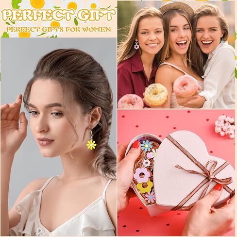 Misdary 12 Pairs Daisy Flower Earrings for Women Cute Dangle Summer Drop Earrings Jewelry Gifts in Saudi Arabia