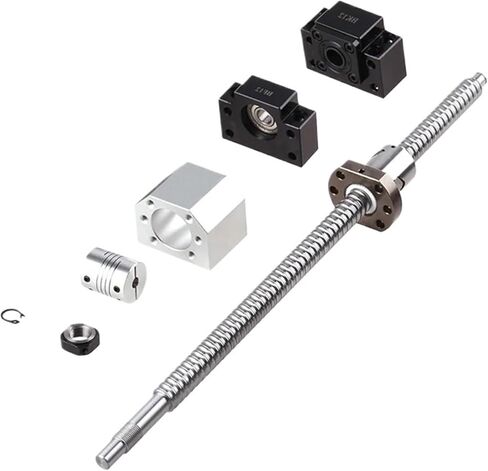 آلة التحكم في الكرة المزدوجة صامد الجوز المسمار 250-1000mm SFU1605 Ball Screw C7 End+1605 Ball Nut+Nut Housing+BK/BF12 End Support+Coupler (SFU1605-650mm) in Saudi Arabia