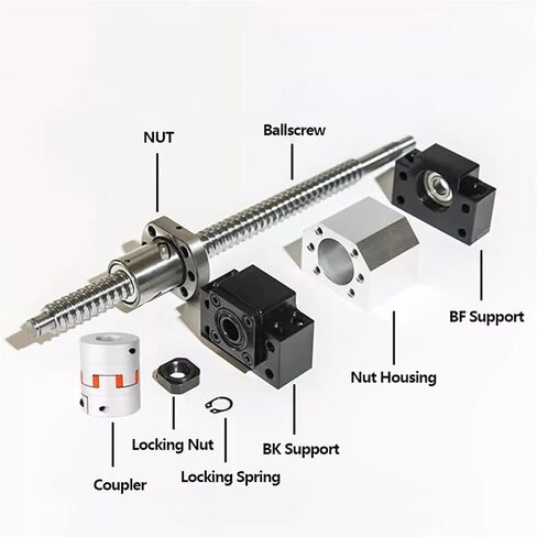 آلة التحكم في الكرة المزدوجة صامدة السير C5 Ball Screw Nut SFU2005 مجموعة الدقة برغي 3D بطارة برغي أنثى برغي أنثى (650 مم) in Saudi Arabia