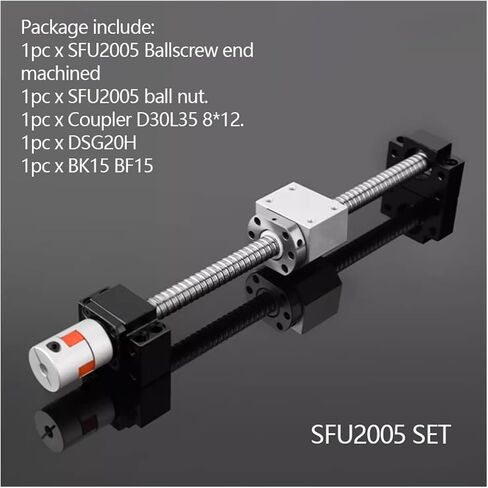 آلة التحكم في الكرة المزدوجة صامدة السير C5 Ball Screw Nut SFU2005 مجموعة الدقة برغي 3D بطارة برغي أنثى برغي أنثى (650 مم) in Saudi Arabia