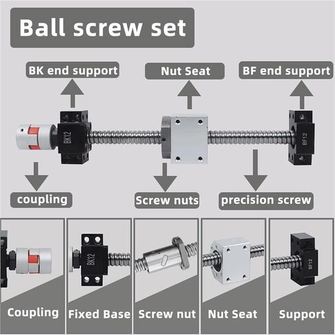 Double nut Ball Screw Control Machine Ball Screw Nut SFU3205 Ball Screw 1050-1500mm with BKBF25 End Machining+Ball Screw Nut+Supporter+Coupling(1200nn) in Saudi Arabia