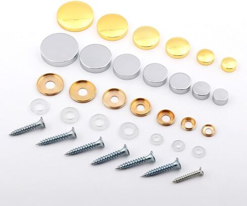 24pcs Mirror Screws, 10mm Stainless Steel Polished Stainless Steel Nails Cap with Washer, Decorative Brass Cover Brushed for Furniture Fittings Glass Signs Tables Bath Plates Wardrobes, Black in Kuwait