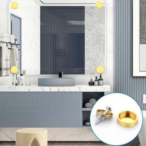 24pcs Mirror Screws, 10mm Stainless Steel Polished Stainless Steel Nails Cap with Washer, Decorative Brass Cover Brushed for Furniture Fittings Glass Signs Tables Bath Plates Wardrobes, Black in Kuwait