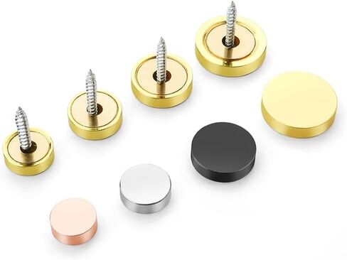24pcs Mirror Screws, 10mm Stainless Steel Polished Stainless Steel Nails Cap with Washer, Decorative Brass Cover Brushed for Furniture Fittings Glass Signs Tables Bath Plates Wardrobes, Black in Kuwait