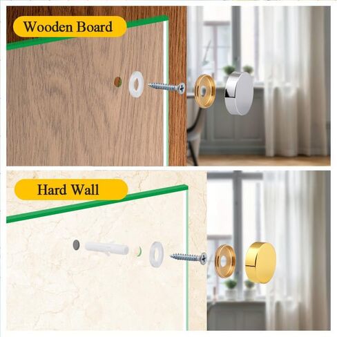 24pcs Mirror Screws, 10mm Stainless Steel Polished Stainless Steel Nails Cap with Washer, Decorative Brass Cover Brushed for Furniture Fittings Glass Signs Tables Bath Plates Wardrobes, Black in Kuwait