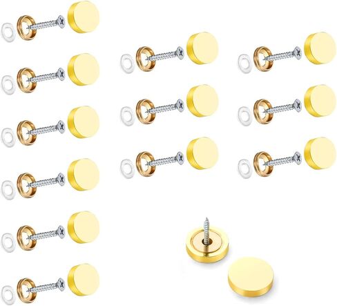 24pcs Mirror Screws, 10mm Stainless Steel Polished Stainless Steel Nails Cap with Washer, Decorative Brass Cover Brushed for Furniture Fittings Glass Signs Tables Bath Plates Wardrobes, Black in Kuwait