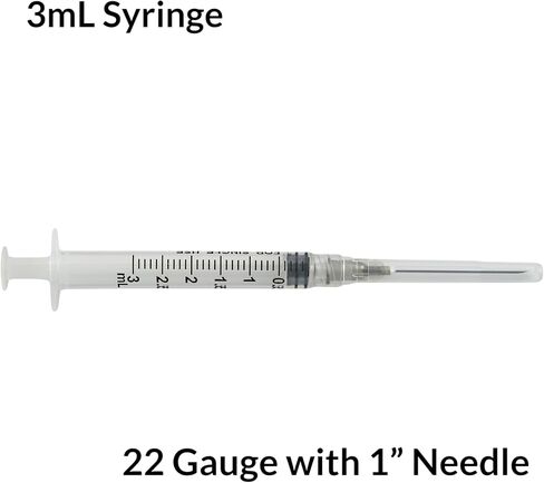 Generic 100 Pack Disposable Syringes with Needle and Cap, 3ml, 3cc, 22 Guage, 1 Inch Needle, Luer Lock, 100 Count Individually Wrapped 22G Needle Syringe in Saudi Arabia