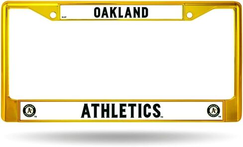 Oakland Athletics - A's Baseball - Chrome Metal (Gold Painted) License Plate Frame in Saudi Arabia