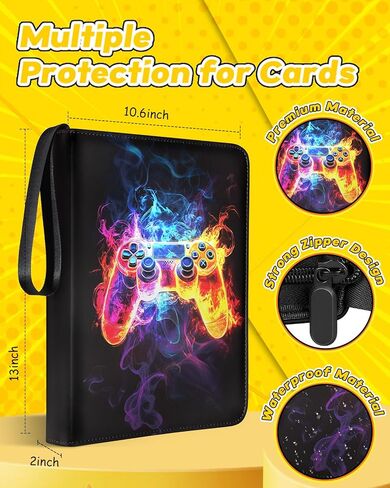 for 9 Pocket Card Binder Large Capacity for 900 Cards - Trading Card Collection Album Folder Double Sided Pocket with Zipper Anime Design for Men Boys Teens for Sports Cards Game Cards in Saudi Arabia
