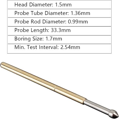 100PCS P100-E2 Spring Test Pins, 3A Spring Test Probe Pin Set, Brass 1.5mm Round Spring Test Probes, Conical Head Spring Probe Pin Replacement PCB Testing Tools in Saudi Arabia