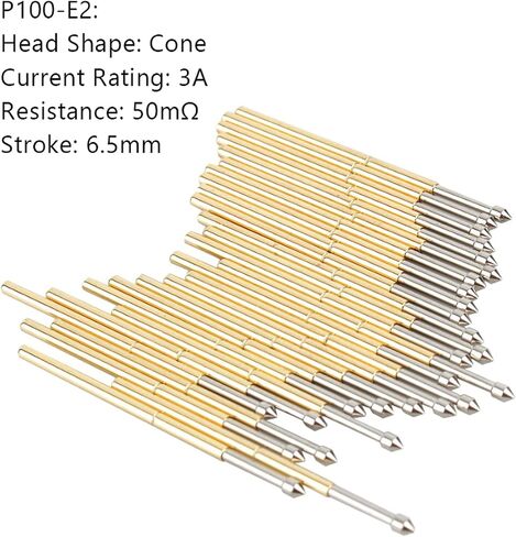 100PCS P100-E2 Spring Test Pins, 3A Spring Test Probe Pin Set, Brass 1.5mm Round Spring Test Probes, Conical Head Spring Probe Pin Replacement PCB Testing Tools in Saudi Arabia