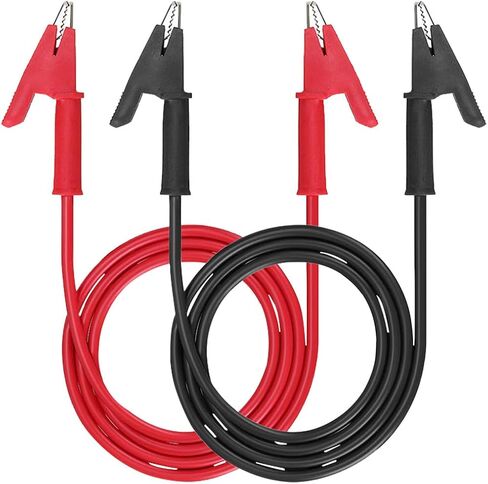 2PCS 14 AWG Double-Ended Alligator Clip Test Leads, 3.3ft/1m Crocodile Wire Cable Jumper Wire with Protective Insulated Clips, Heavy Duty Flexible Copper Cable Clamp for Electrical Testing in Saudi Arabia