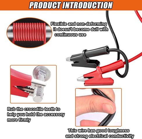 2PCS 14 AWG Double-Ended Alligator Clip Test Leads, 3.3ft/1m Crocodile Wire Cable Jumper Wire with Protective Insulated Clips, Heavy Duty Flexible Copper Cable Clamp for Electrical Testing in Saudi Arabia
