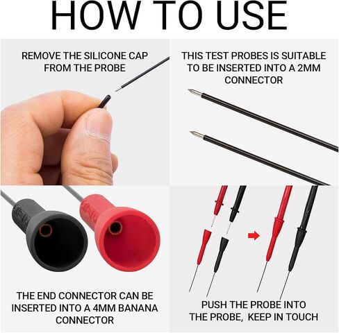 6 Pack Multimeter Test Probes, 2mm Needle Non-Destructive 600V/10A Multimeter Probes, Insulated Electrical Leads for Leads tl71 tl75- Black & Red in Saudi Arabia