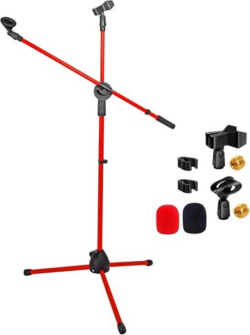5 Core MIC Stand Floor ارتفاع عالمي لارتفاع ميكروفون ثلاثيات قابلة للتعديل يحمل 2 ميكروفات W موسعة ذراع بومب من التلسكوب المحمولة للاستوديو على المسرح الأصفر - MS DBL G ylw in Saudi Arabia