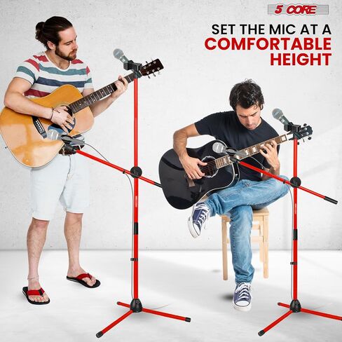 5 Core MIC Stand Floor ارتفاع عالمي لارتفاع ميكروفون ثلاثيات قابلة للتعديل يحمل 2 ميكروفات W موسعة ذراع بومب من التلسكوب المحمولة للاستوديو على المسرح الأصفر - MS DBL G ylw in Saudi Arabia