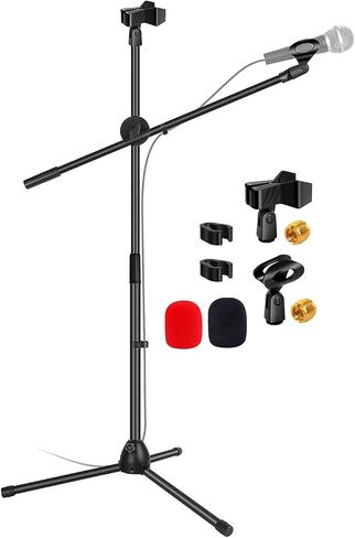 5 Core MIC Stand Floor ارتفاع عالمي لارتفاع ميكروفون ثلاثيات قابلة للتعديل يحمل 2 ميكروفات W موسعة ذراع بومب من التلسكوب المحمولة للاستوديو على المسرح الأصفر - MS DBL G ylw in Kuwait