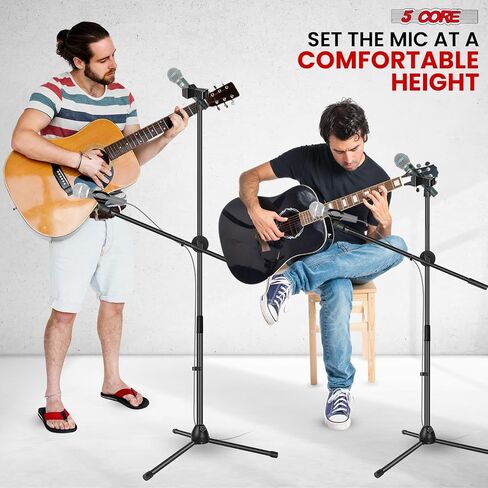 5 Core MIC Stand Floor ارتفاع عالمي لارتفاع ميكروفون ثلاثيات قابلة للتعديل يحمل 2 ميكروفات W موسعة ذراع بومب من التلسكوب المحمولة للاستوديو على المسرح الأصفر - MS DBL G ylw in Kuwait