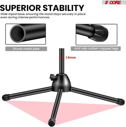 5 Core MIC Stand Floor ارتفاع عالمي لارتفاع ميكروفون ثلاثيات قابلة للتعديل يحمل 2 ميكروفات W موسعة ذراع بومب من التلسكوب المحمولة للاستوديو على المسرح الأصفر - MS DBL G ylw in Kuwait