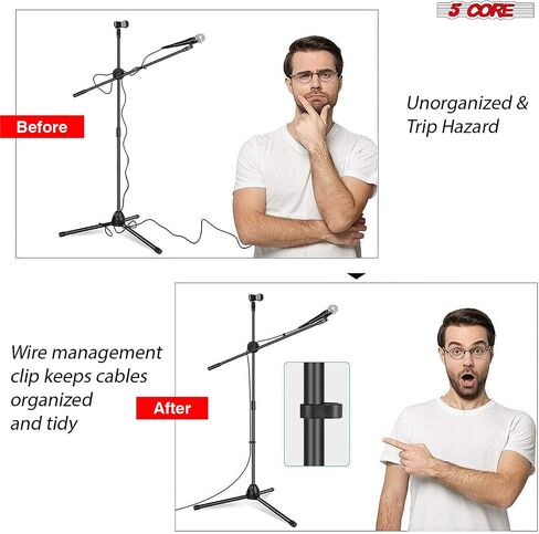 5 Core MIC Stand Floor ارتفاع عالمي لارتفاع ميكروفون ثلاثيات قابلة للتعديل يحمل 2 ميكروفات W موسعة ذراع بومب من التلسكوب المحمولة للاستوديو على المسرح الأصفر - MS DBL G ylw in Kuwait