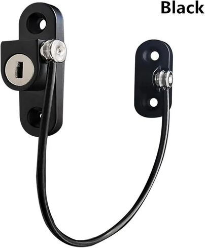 Window Security Chain Lock Window Cable Lock Restrictor Multifunctional Window Lock Door Guard 1Pcs 1Pcs(Black) in Saudi Arabia