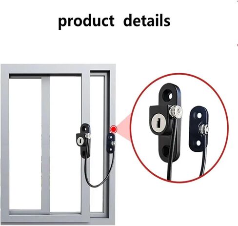 Window Security Chain Lock Window Cable Lock Restrictor Multifunctional Window Lock Door Guard 1Pcs 1Pcs(Black) in Saudi Arabia