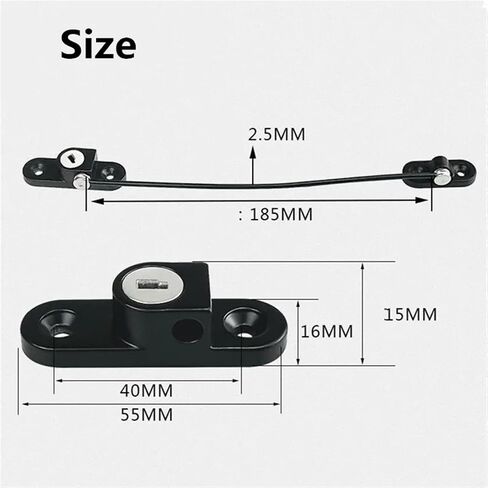 Window Security Chain Lock Window Cable Lock Restrictor Multifunctional Window Lock Door Guard 1Pcs 1Pcs(Black) in Saudi Arabia