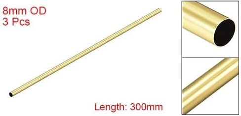 #US 3Pcs Brass Round Tube 300mm Length 8mm OD 0.2mm Wall Thickness Seamless Straight in Saudi Arabia