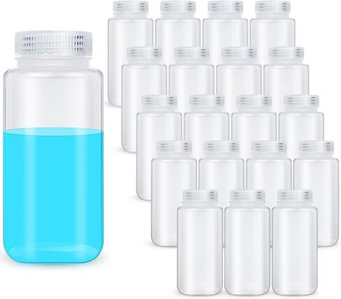 20pcs زجاجة عينة بلاستيكية 16 أوقية/500 مل مع قبعات زجاجة كاشف الفم البولي بروبيلين ، حاوية بلاستيكية متعددة الأغراض مع الأغطية PP الشفافة للمختبرات in Kuwait