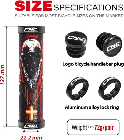 CHOOEEE 3D Mountain Bike Grips ، 130 مم السيليكون MTB المقبض قبضة ، قفل مزدوج على دراجة مقبض قبضة شريط قبضة in Saudi Arabia
